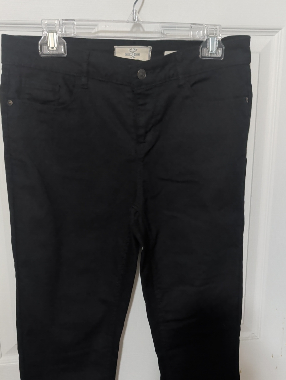 Fat Face Black Casual Pants with Branded Waist Button